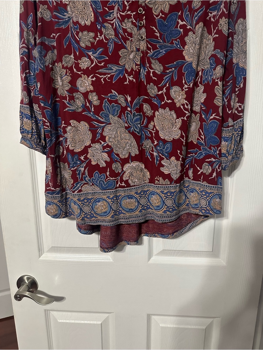 Lucky Brand Plus Paisley/Floral Button Front Henley Top - Picture 3 of 15